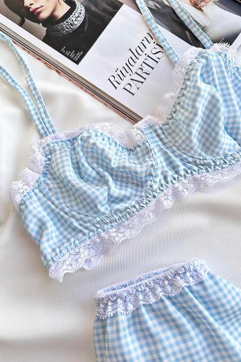 Baby Blue Cotton Fabric Underwire Unsupport 