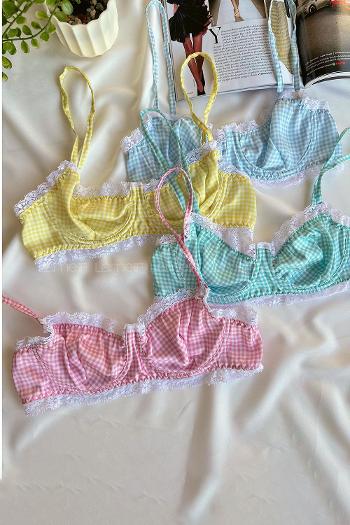 Baby Blue Cotton Fabric Underwire Unsupport 