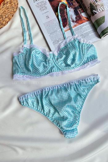 Lamelif Jasmin Dantelli Saten Takım