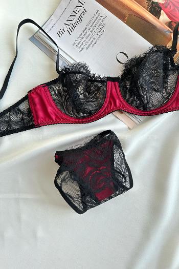 Claret Red Cotton Fabric Underwire Unsupport 