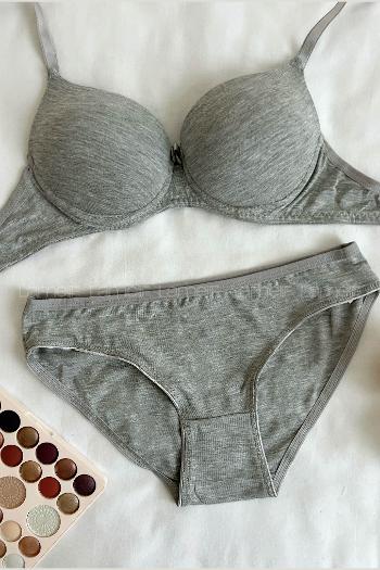 Gray Cotton Fabric Underwire Unsupport 