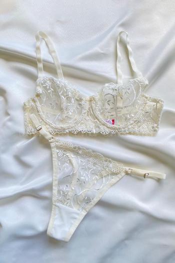 Lamelif Brode Tül Dantelli Nakışlı Takım