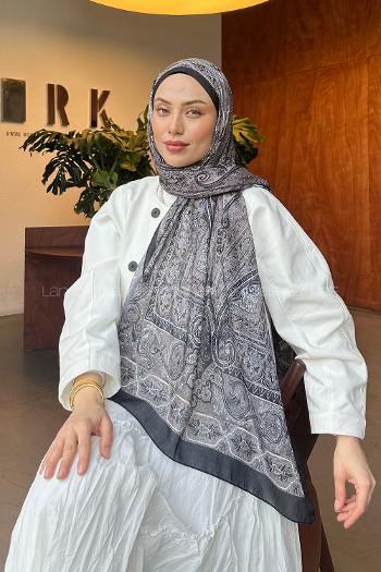 Lamelif Retro Desen Pamuk Şal Toprak