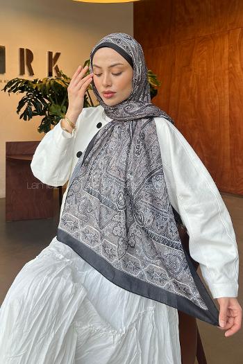 Lamelif Retro Desen Pamuk Şal Toprak