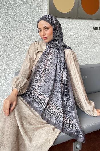 Lamelif Retro Desen Soft Şal Gri