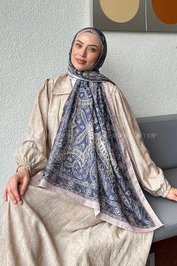 Navy Bone Cotton Striped Shawl