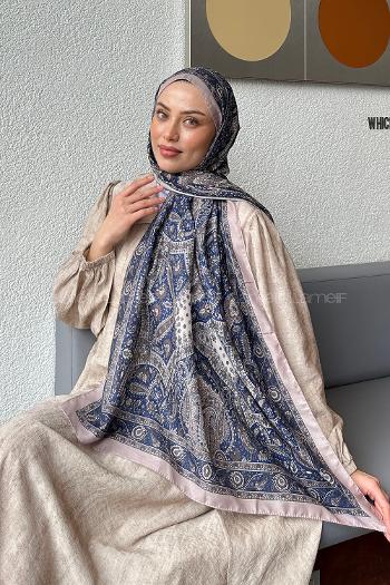 Navy Bone Cotton Striped Shawl