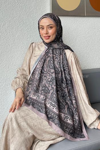 Lamelif Retro Desen Soft Şal Soft Kahve