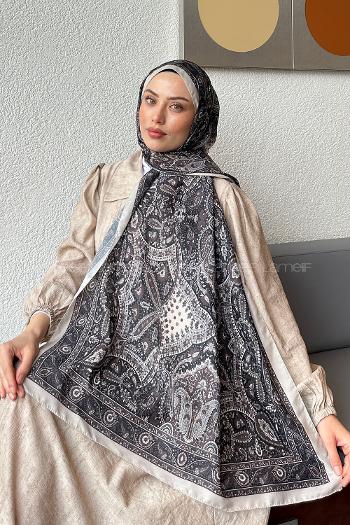 Lamelif Retro Desen Soft Şal Taş Acı Kahve