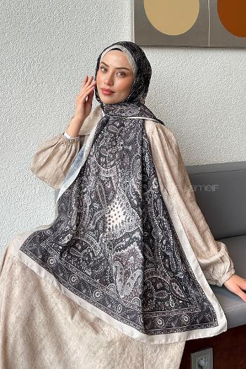 Lamelif Retro Desen Soft Şal Taş Acı Kahve