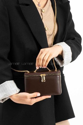 Lamelif Roxy Model Kadın El Ve Omuz Çantası Acı Kahve