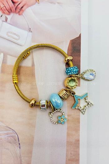 Lamelif Gold Yıldız Charm Pandora Bileklik