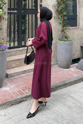 Plum Shirt Collar Cotton Dresess