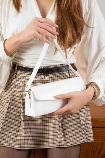 Lamelif Gloria Model Deri Kadın El Ve Omuz Çantası Beyaz