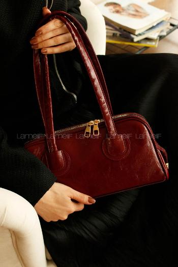 Lamelif Henna Pinterest Model Kadın Omuz Çantası Bordo