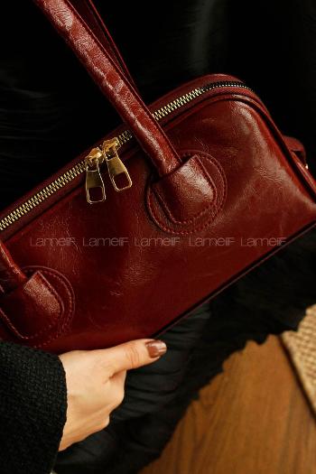 Lamelif Henna Pinterest Model Kadın Omuz Çantası Bordo