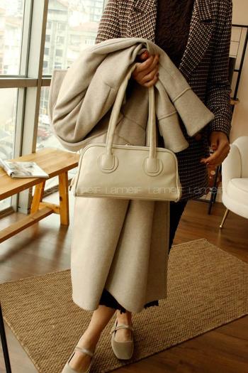 Lamelif Henna Pinterest Model Kadın Omuz Çantası Krem