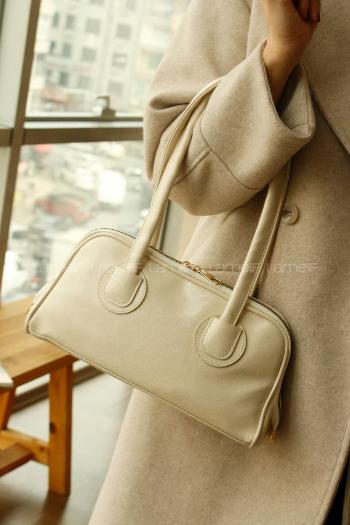 Lamelif Henna Pinterest Model Kadın Omuz Çantası Krem