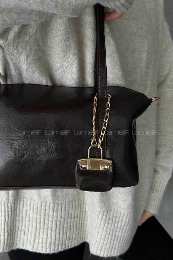 Lamelif Vanetta Model Deri Kadın El Ve Omuz Çantası Acı Kahve