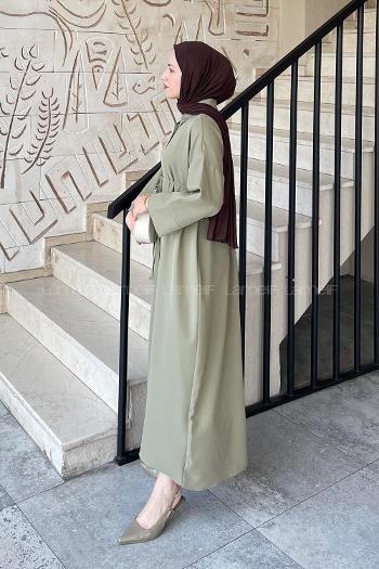 Army Green Shirt Collar Cotton Dresess