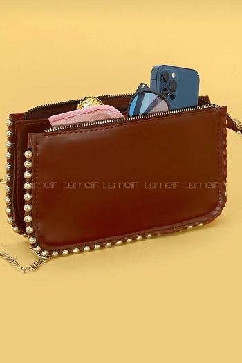 Claret Red Without Accessories Rope Hand Bag Bag