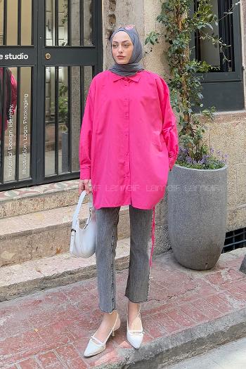 Lamelif Oversize Gömlek Pembe