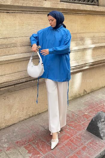 Modalamelif Oversize Gömlek Saks Mavisi