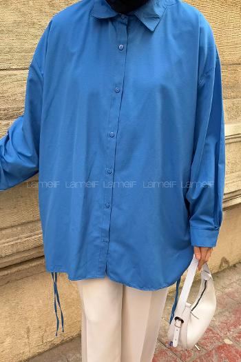 Modalamelif Oversize Gömlek Saks Mavisi