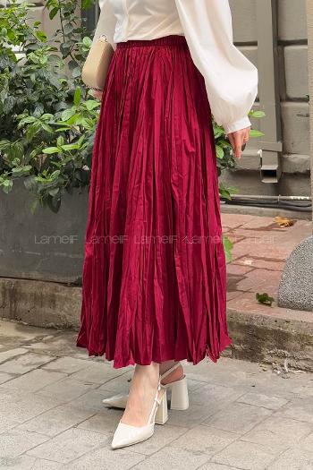 Lamelif Kraşlı Tesettür Etek Bordo