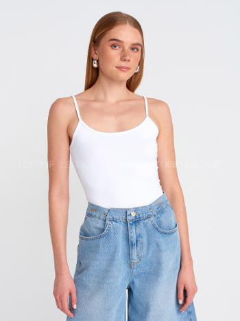 Lamelif Dilvin 20901 İnce Askılı Poliamid Top-Beyaz