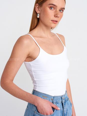 Lamelif Dilvin 20901 İnce Askılı Poliamid Top-Beyaz