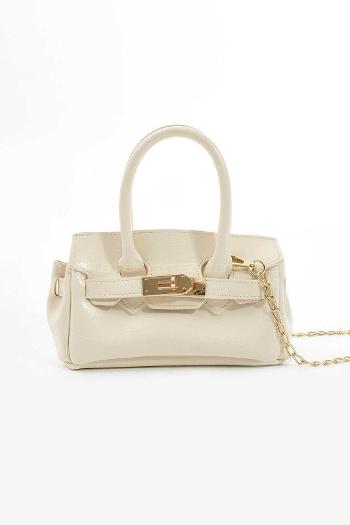 Lamelif Elly Tokalı Gold Askılı Çapraz Çanta Krem