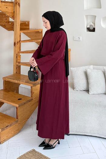 Lamelif Etekli Tesettür Takım Bordo