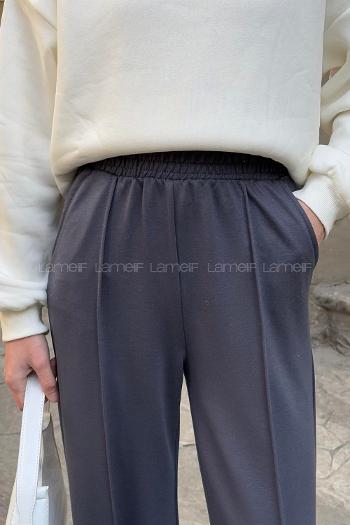 Anthracite Cotton Polyester Elastic Waist Comfortable Pants