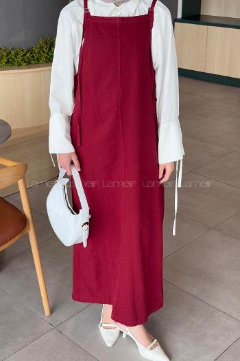 Lamelif Gabardin Tesettür Jile Bordo