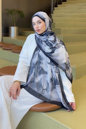 Lamelif Elegan Desen Soft Şal Siyah