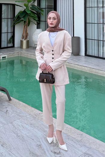 Stone Normal Neck Long Arm Polyester Regular Trousers Comfortable Suit