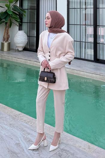 Stone Normal Neck Long Arm Polyester Regular Trousers Comfortable Suit