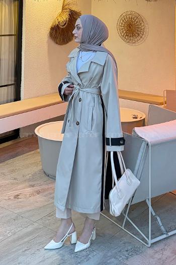 Black Long Arm Cotton Trench Coat