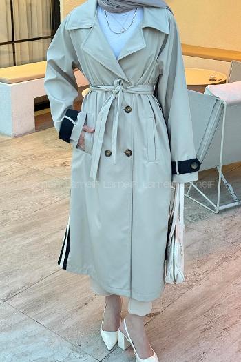 Black Long Arm Cotton Trench Coat