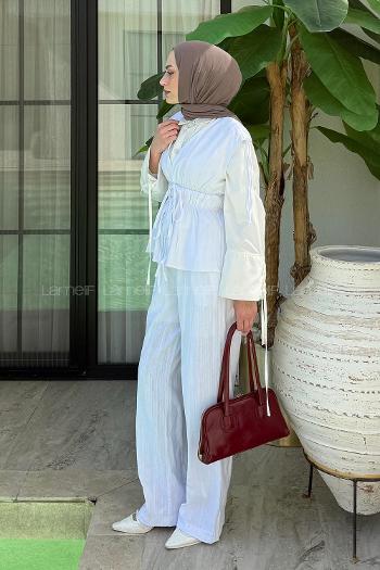 White V Neck Zero Arm Linen Linen Suit