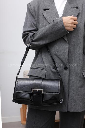 Black Buckle Skin Hand Bag Bag
