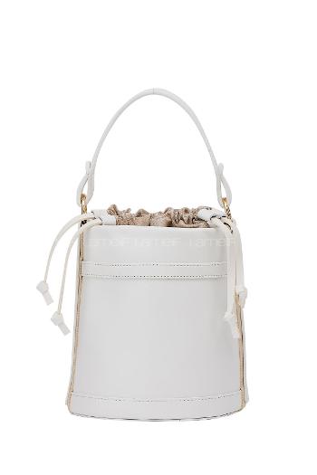 Lamelif Kova model Kontrast Dikişli Büzgülü Kapatma El ve Omuz Çanta Beyaz