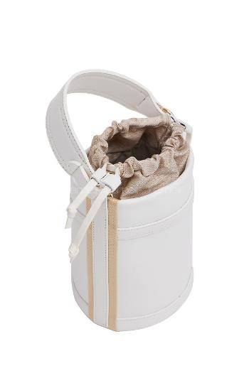 Lamelif Kova model Kontrast Dikişli Büzgülü Kapatma El ve Omuz Çanta Beyaz