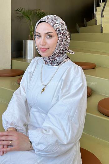 Lamelif Retro Desen Soft Eşarp Bej