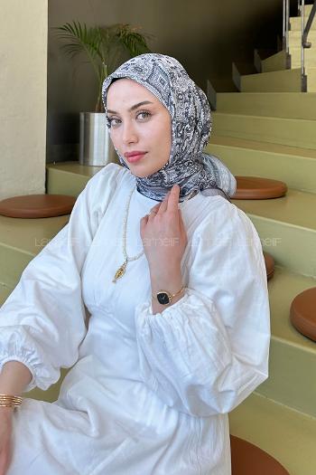 Lamelif Retro Desen Soft Eşarp Toprak