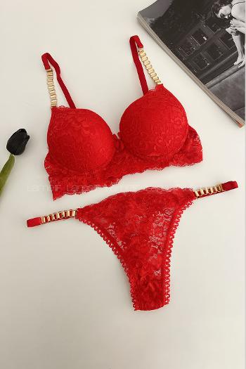 Red Cotton Fabric Underwire Unsupport 