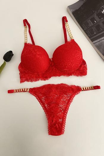 Red Cotton Fabric Underwire Unsupport 