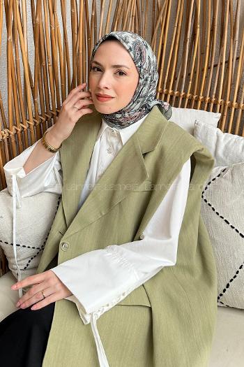 Lamelif Retro Desen Soft Eşarp Adaçayı