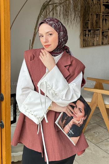 Lamelif Retro Desen Soft Eşarp Bordo